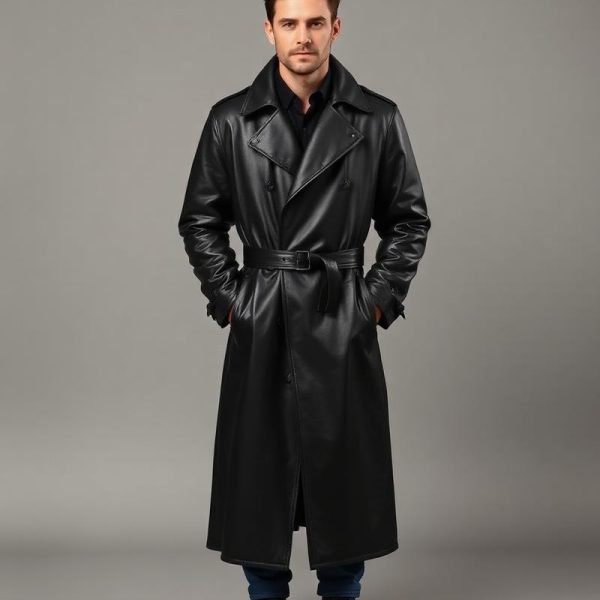 Warden Leather Trench Coat
